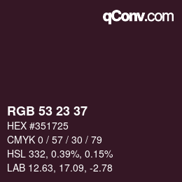 カラーコード: RGB 53 23 37 | qconv.com