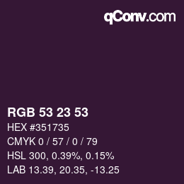 Color code: RGB 53 23 53 | qconv.com