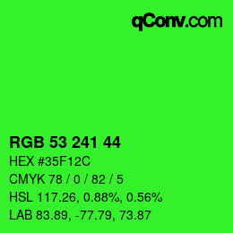 Color code: RGB 53 241 44 | qconv.com