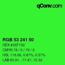 Color code: RGB 53 241 50 | qconv.com