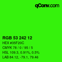 カラーコード: RGB 53 242 12 | qconv.com