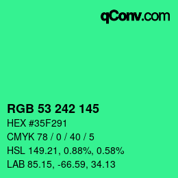 Color code: RGB 53 242 145 | qconv.com