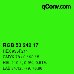 Color code: RGB 53 242 17 | qconv.com