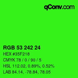 颜色代码: RGB 53 242 24 | qconv.com