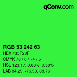 Color code: RGB 53 242 63 | qconv.com