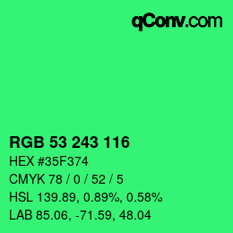 Código de color: RGB 53 243 116 | qconv.com
