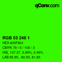 Color code: RGB 53 248 1 | qconv.com