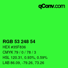 Color code: RGB 53 248 54 | qconv.com