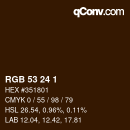カラーコード: RGB 53 24 1 | qconv.com