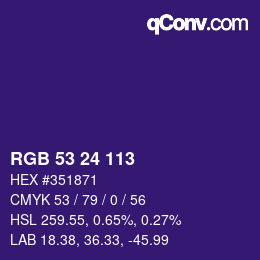 Color code: RGB 53 24 113 | qconv.com