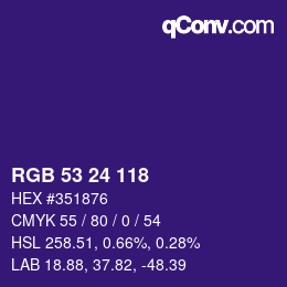 カラーコード: RGB 53 24 118 | qconv.com