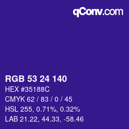 颜色代码: RGB 53 24 140 | qconv.com