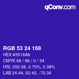 カラーコード: RGB 53 24 168 | qconv.com