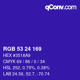 Color code: RGB 53 24 169 | qconv.com