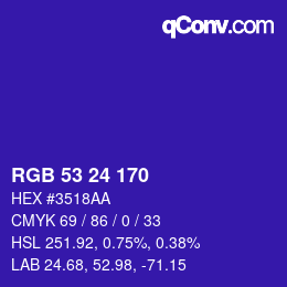 颜色代码: RGB 53 24 170 | qconv.com