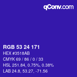 颜色代码: RGB 53 24 171 | qconv.com