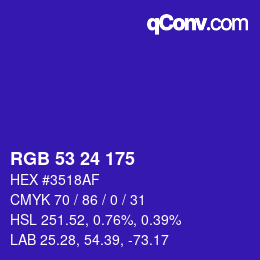 颜色代码: RGB 53 24 175 | qconv.com