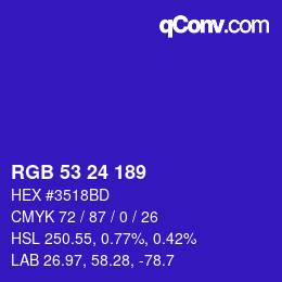 カラーコード: RGB 53 24 189 | qconv.com