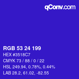 Color code: RGB 53 24 199 | qconv.com