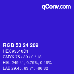 カラーコード: RGB 53 24 209 | qconv.com