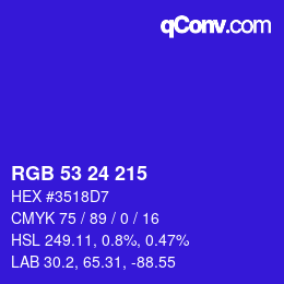 Color code: RGB 53 24 215 | qconv.com