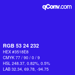 Color code: RGB 53 24 232 | qconv.com