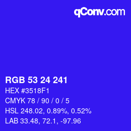 颜色代码: RGB 53 24 241 | qconv.com