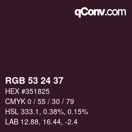 カラーコード: RGB 53 24 37 | qconv.com
