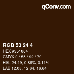 颜色代码: RGB 53 24 4 | qconv.com
