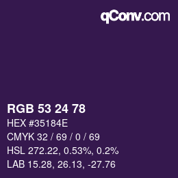 颜色代码: RGB 53 24 78 | qconv.com