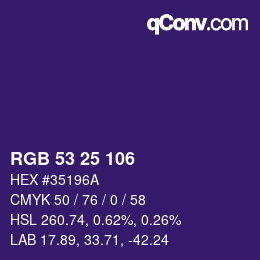 Color code: RGB 53 25 106 | qconv.com
