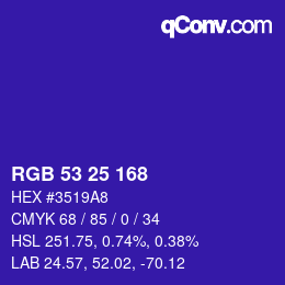 カラーコード: RGB 53 25 168 | qconv.com