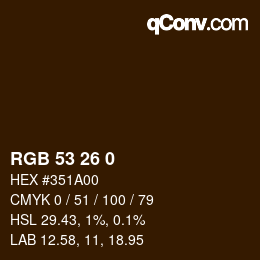 Color code: RGB 53 26 0 | qconv.com