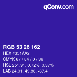 カラーコード: RGB 53 26 162 | qconv.com