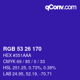 カラーコード: RGB 53 26 170 | qconv.com