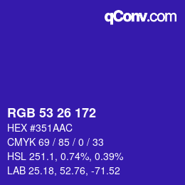 カラーコード: RGB 53 26 172 | qconv.com