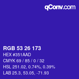 Farbcode: RGB 53 26 173 | qconv.com