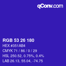 カラーコード: RGB 53 26 180 | qconv.com