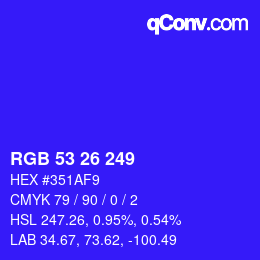Color code: RGB 53 26 249 | qconv.com