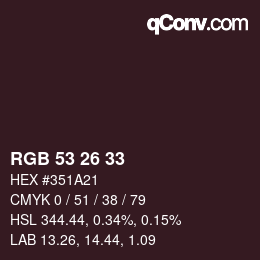 カラーコード: RGB 53 26 33 | qconv.com