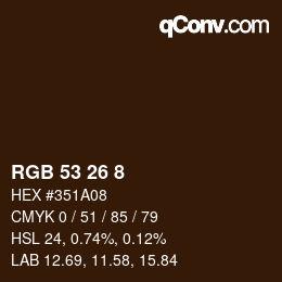 カラーコード: RGB 53 26 8 | qconv.com