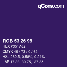 Color code: RGB 53 26 98 | qconv.com
