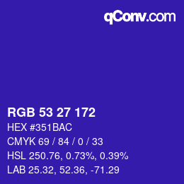 Color code: RGB 53 27 172 | qconv.com