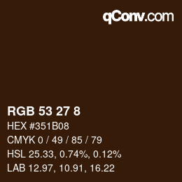 颜色代码: RGB 53 27 8 | qconv.com