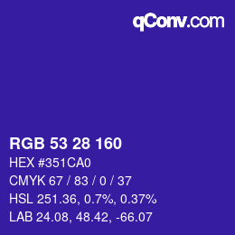 Color code: RGB 53 28 160 | qconv.com
