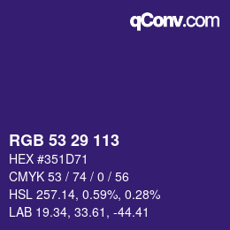 Color code: RGB 53 29 113 | qconv.com