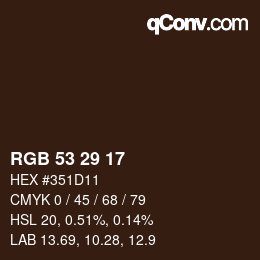 カラーコード: RGB 53 29 17 | qconv.com