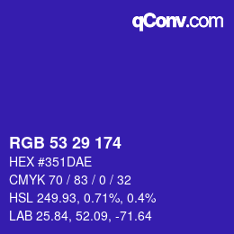 カラーコード: RGB 53 29 174 | qconv.com