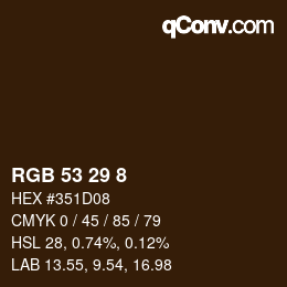 颜色代码: RGB 53 29 8 | qconv.com