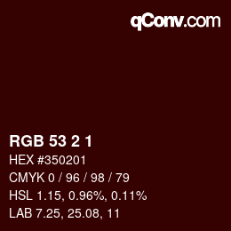 カラーコード: RGB 53 2 1 | qconv.com